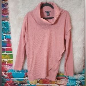 Chelsea and Theodore Pink Cowl Neck Long Sleeve Rib Sweater Size M